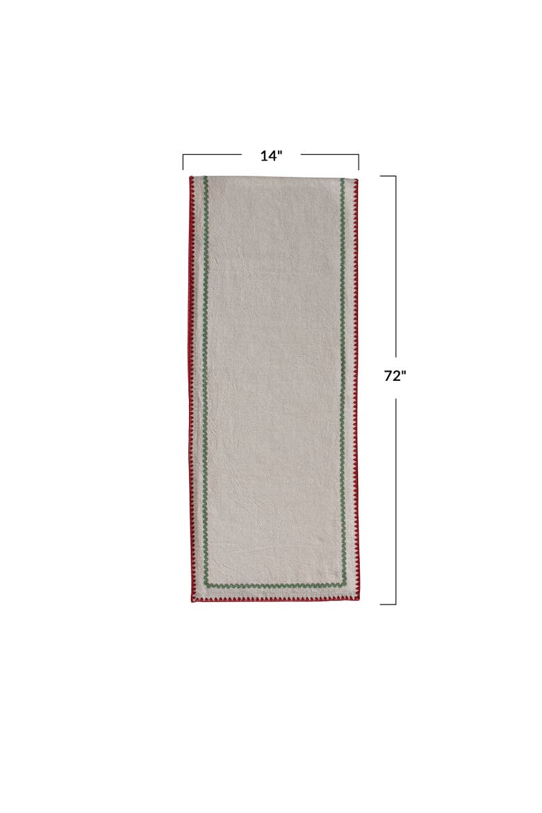 Woven Cotton Table Runner with Ric Rac Trim, Alternate, color, Multicolor