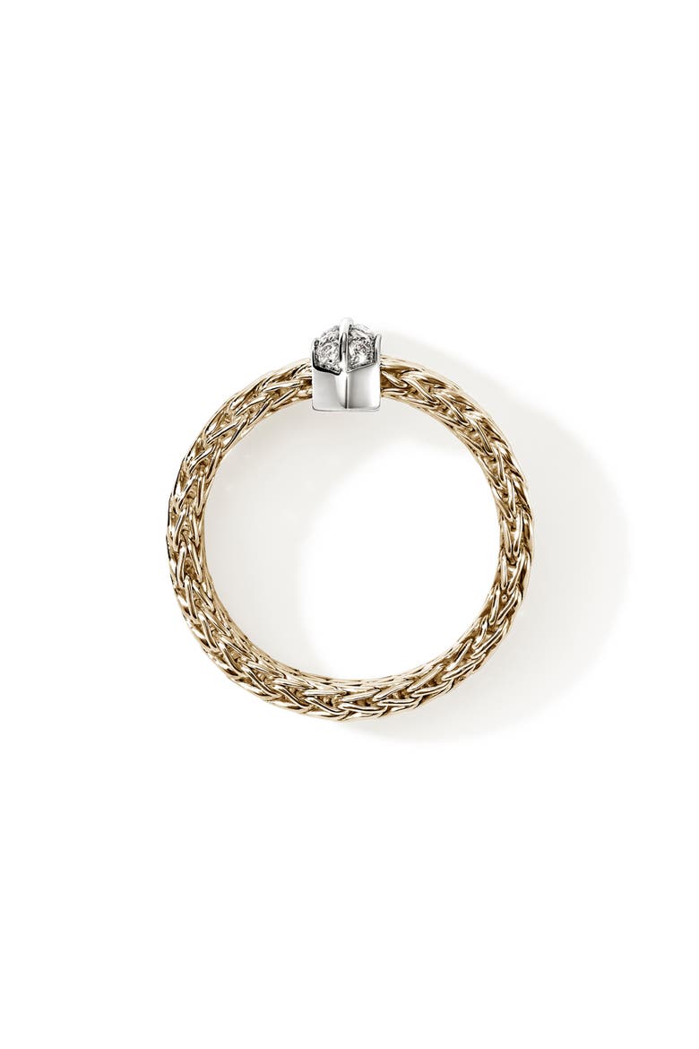 Icon Link Ring with Diamonds, Alternate, color, GOLD