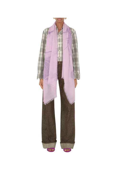 Shop Burberry Ekd Wool Scarf In Dawn