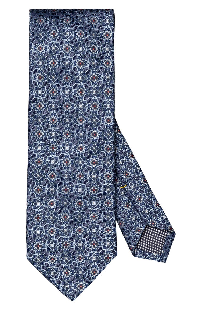 Eton Floral Silk Tie, Main, color, Dark Blue