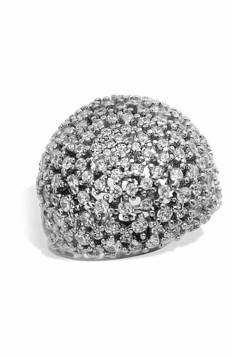 SAVVY CIE JEWELS Sterling Silver Bombay CZ Cluster Ring