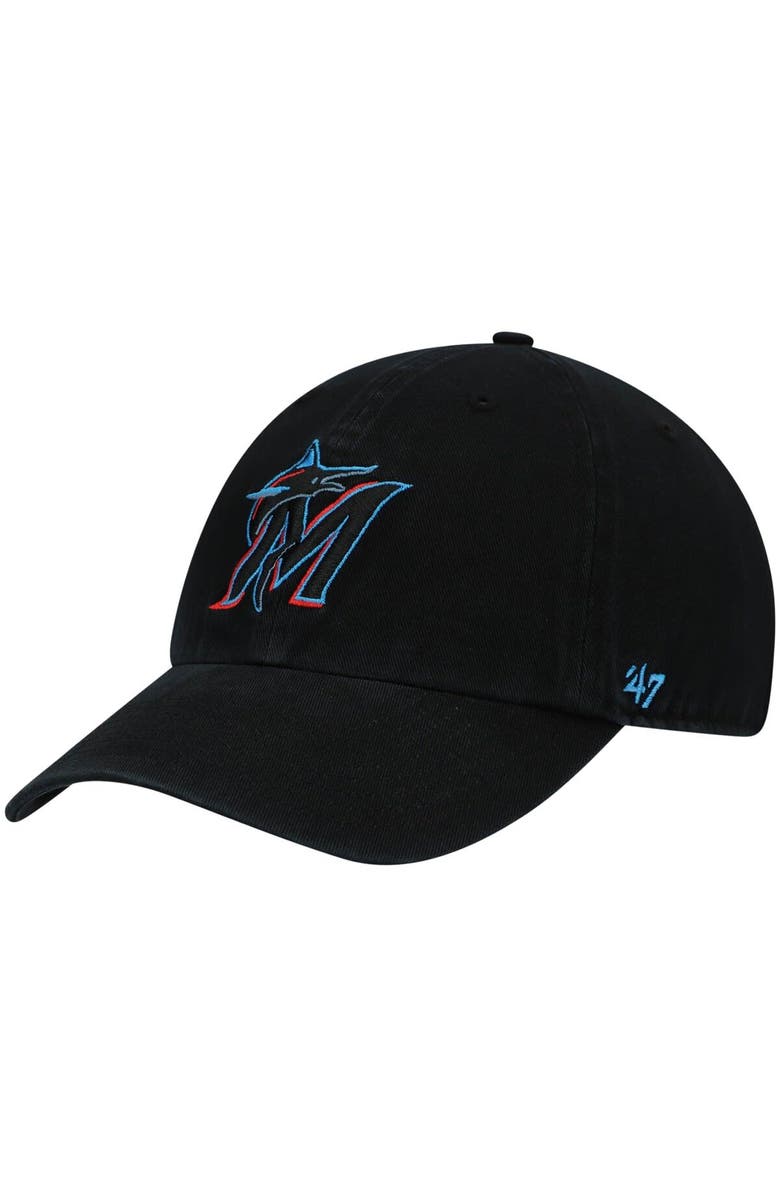 '47 Men's '47 Black Miami Marlins Clean Up Adjustable Hat, Main, color, Black