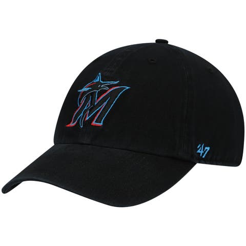 Men's '47 Black Miami Marlins Clean Up Adjustable Hat
