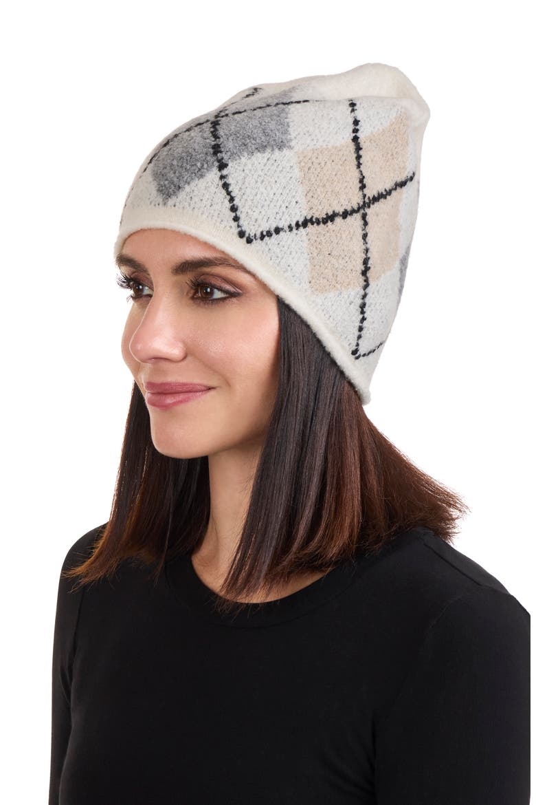Argyle Boucle Cashmere Blend Beanie, Main, color, IVORY