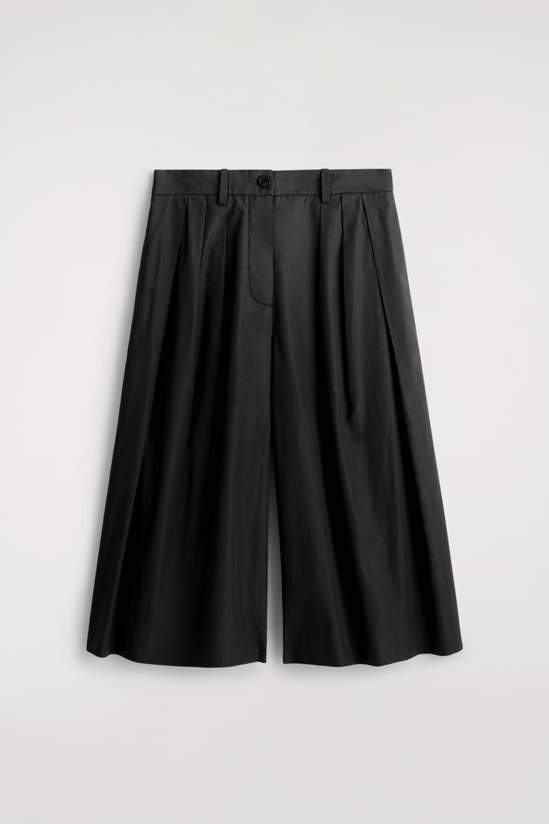 Pleated Cotton Pants, Alternate, color, BLACK