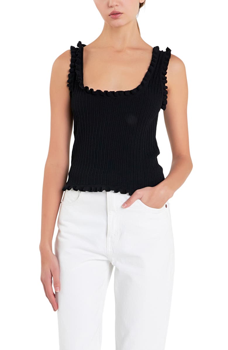 English Factory Ruffle Edge Rib Tank, Alternate, color, 