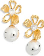 EYE CANDY LOS ANGELES Chloe Flower Faux Pearl Drop Earrings