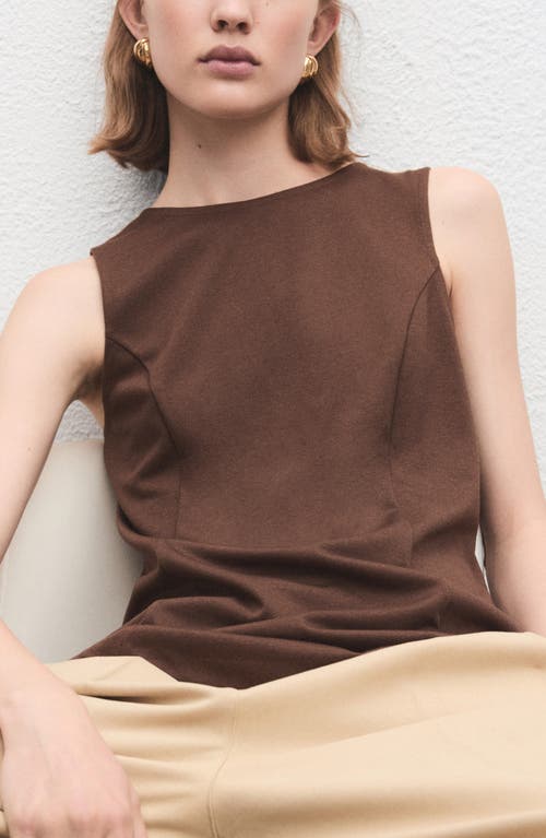 Mango Back Button Crop Top In Brown