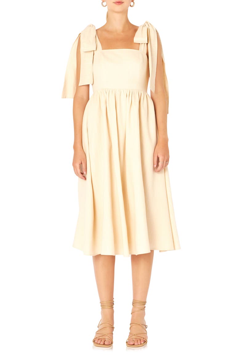 Bow Tie Strap Sundress, Main, color, NUDE