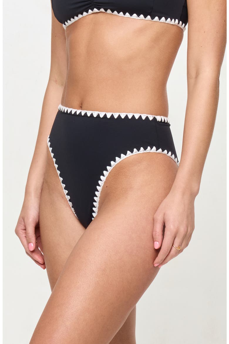 Savannah High Waist Bikini Bottoms, Alternate, color, BLACK/ CREAM
