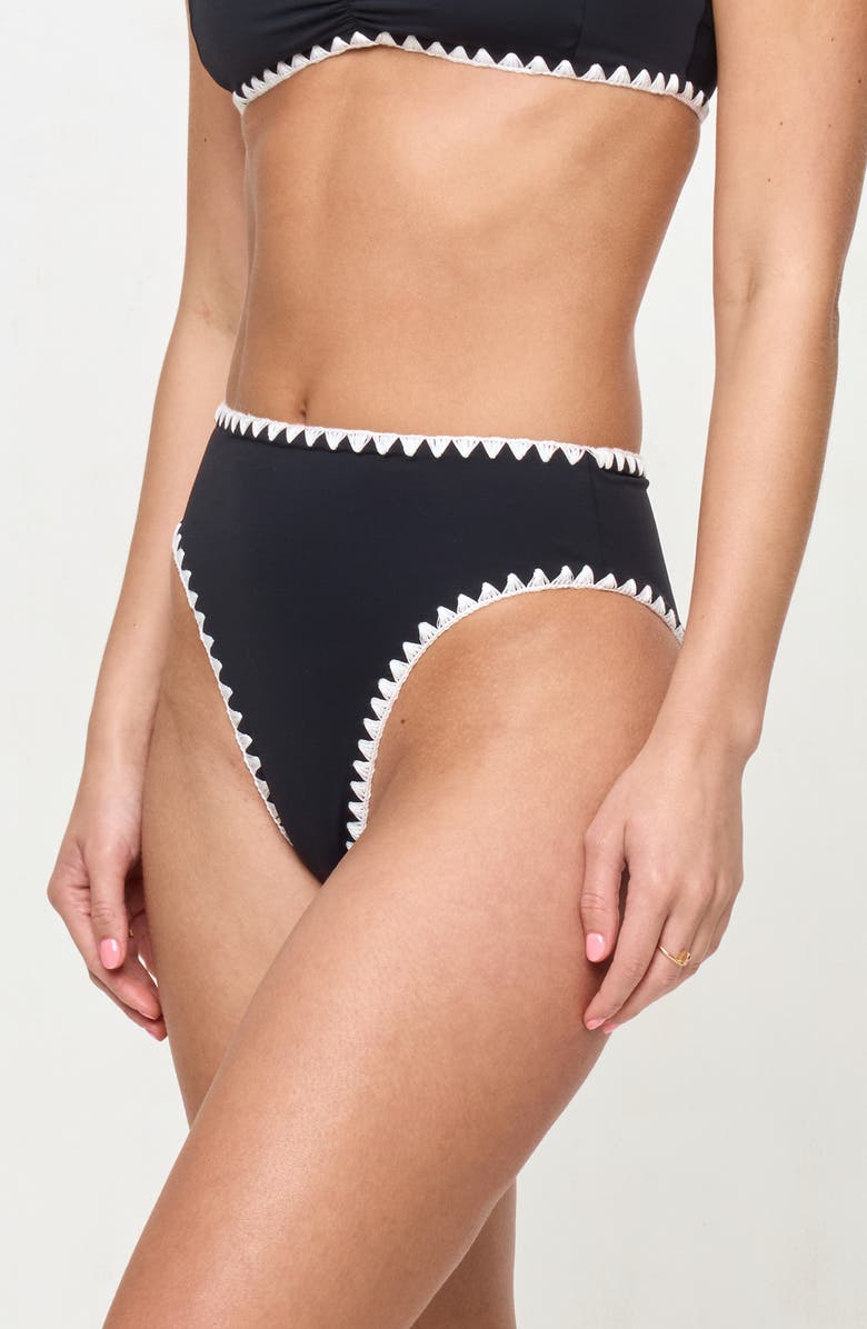 LSPACE Savannah High Waist Bikini Bottoms, Alternate, color, Black/ Cream