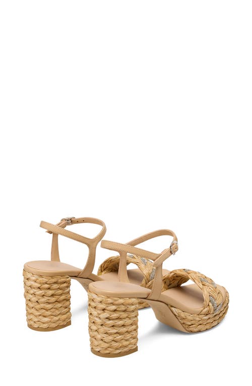 Stuart Weitzman Lana 80 Raffia Ankle Strap Platform Sandal In Natural Tonal