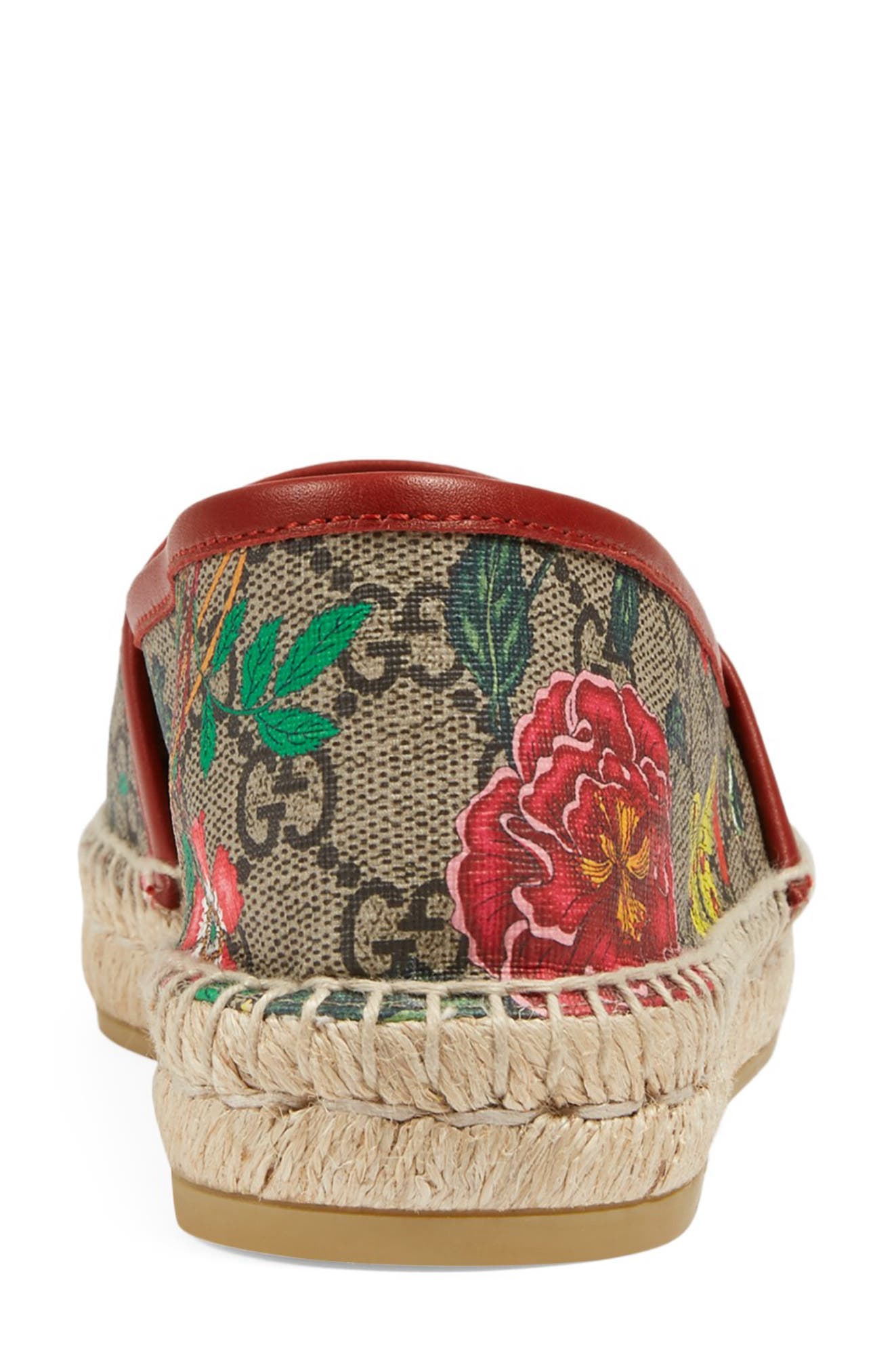 Gucci Pilar Floral GG Supreme Espadrille Flat, Alternate, color, 