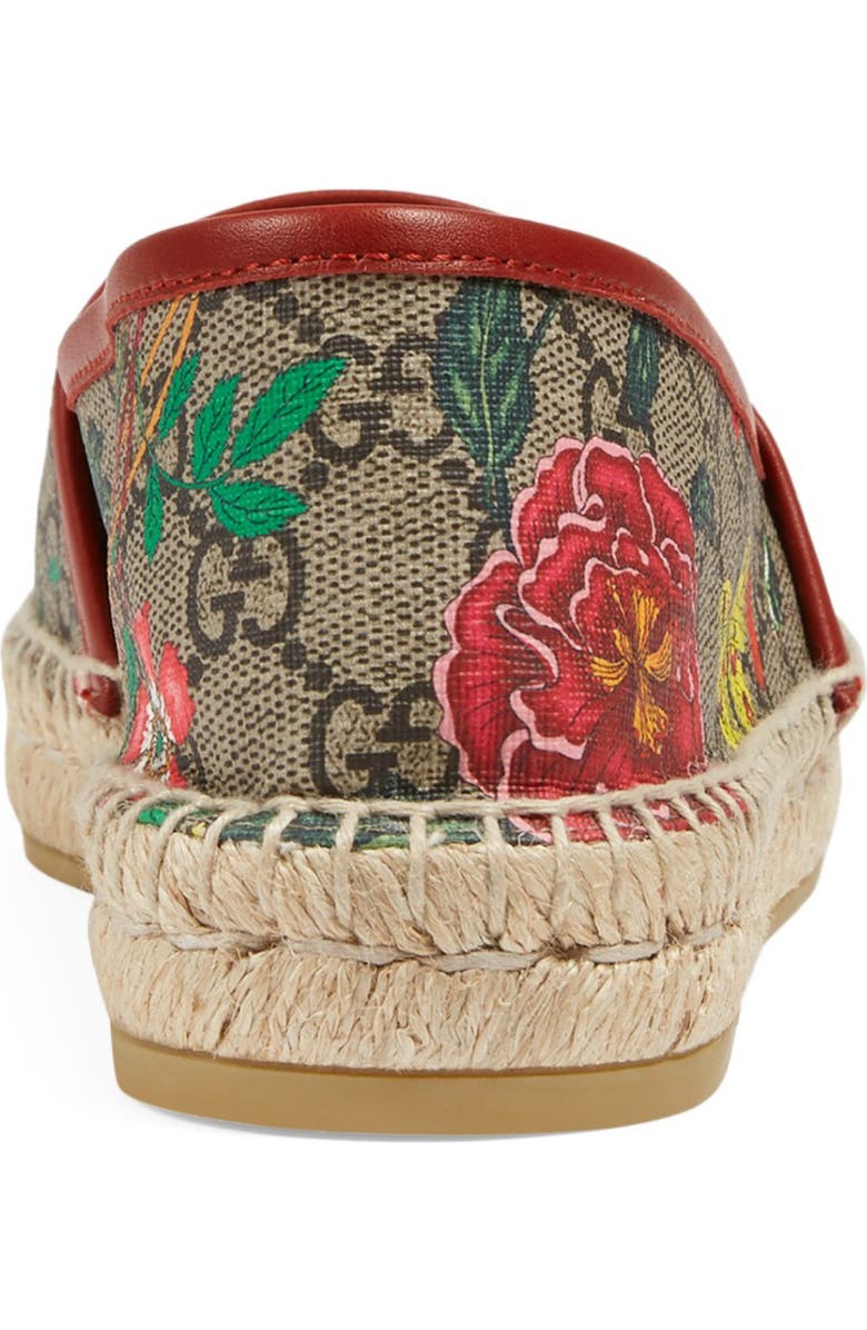 Gucci Pilar Floral GG Supreme Espadrille Flat, Alternate, color,