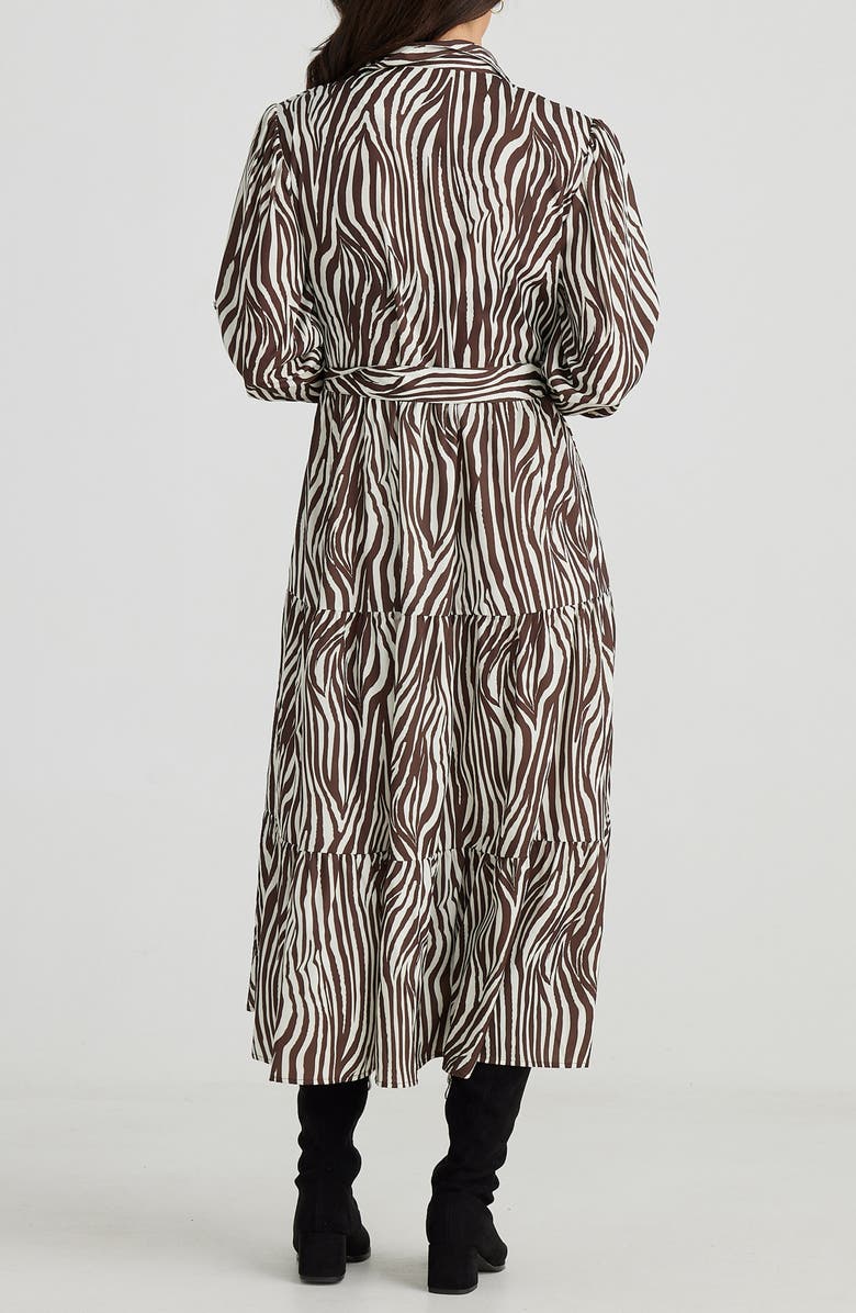Brave+True Alice Zebra Print Long Sleeve Shirtdress, Alternate, color,