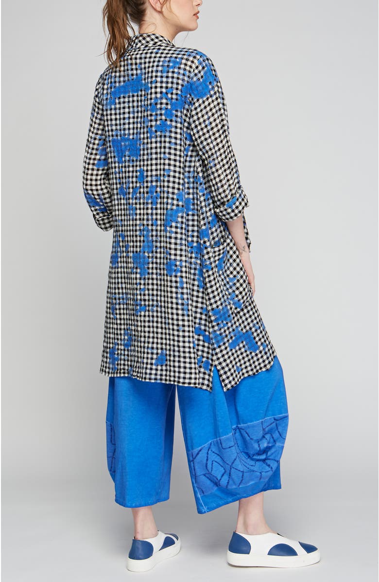 LUUKAA Jax Checkered Gauze Linen Duster, Alternate, color, Blue