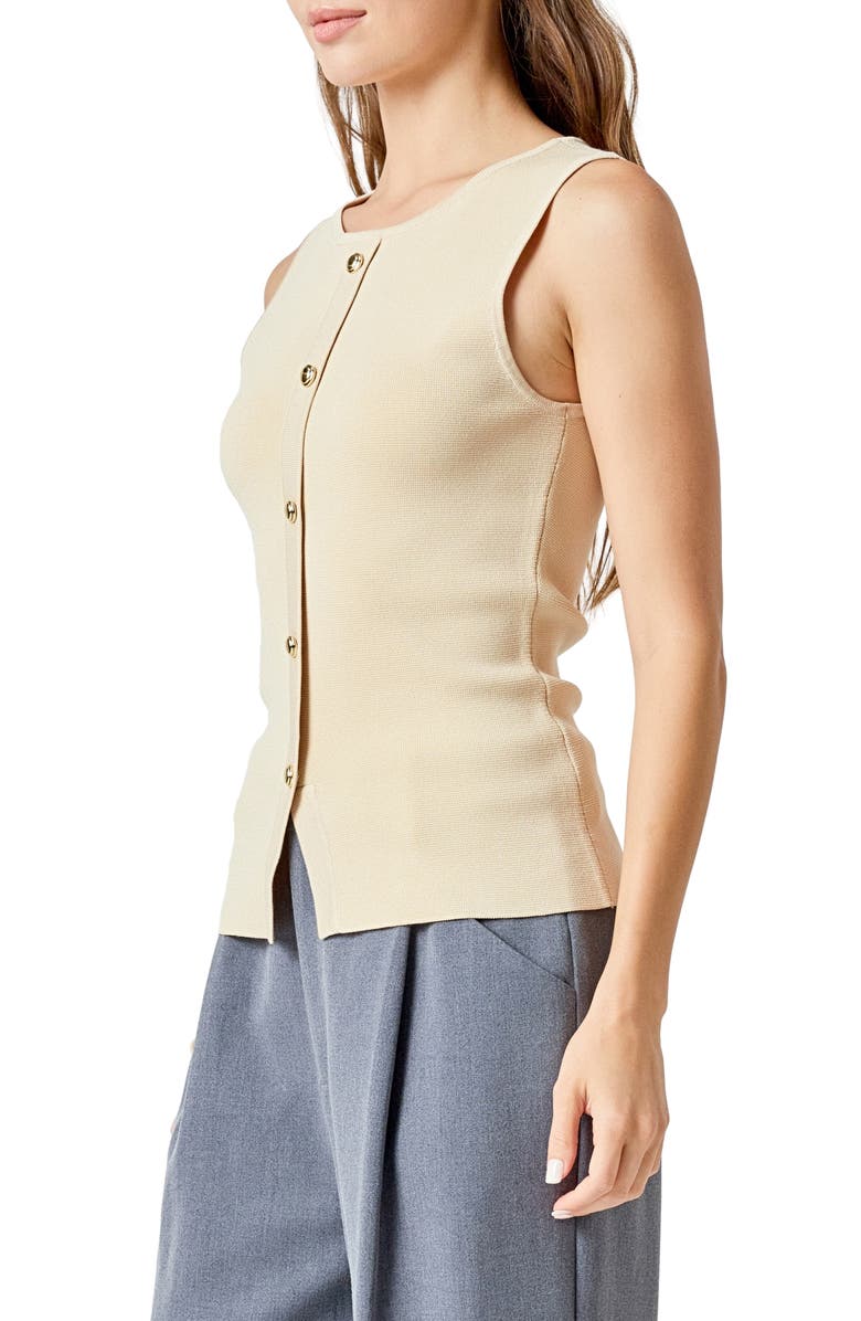 Endless Rose Knit Button-Up Vest, Alternate, color, Beige