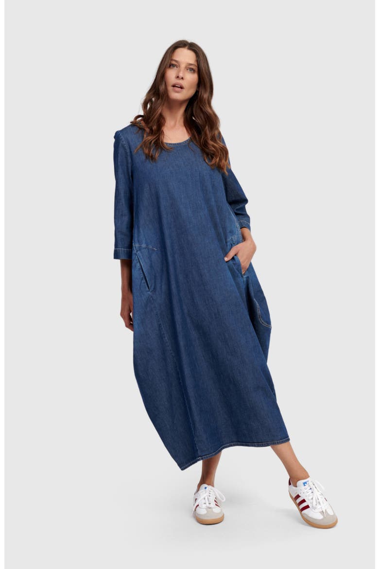 Liberty Oversized Cocoon Dress, Alternate, color, Denim