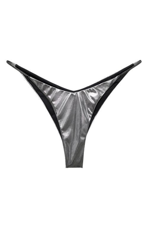 Mango Metallic Bikini Bottoms In Gray