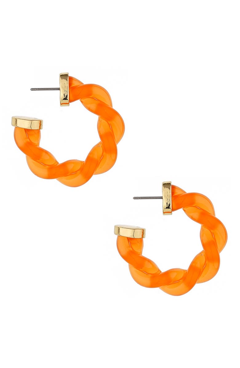 Ettika Orange Resin Twist Hoops, Alternate, color,