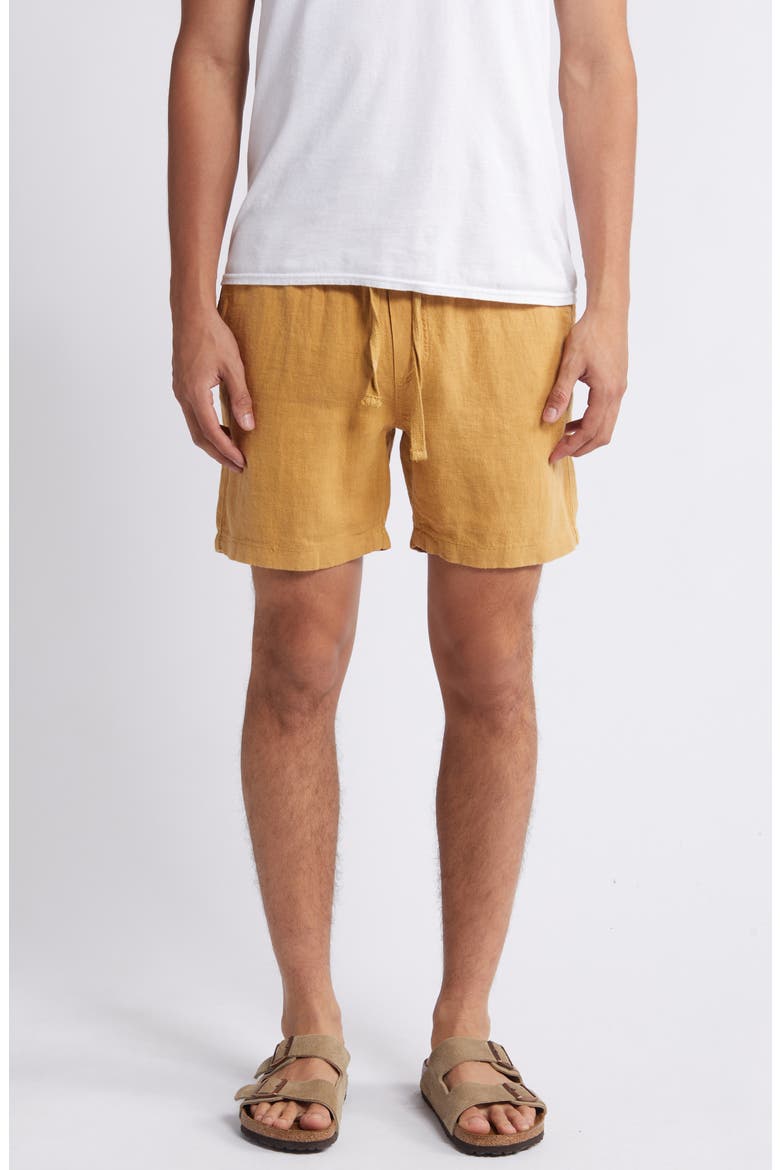 Essential Linen Shorts, Main, color, SUNSET GOLD