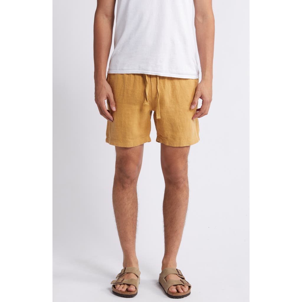 Faherty Essential Linen Shorts In Sunset Gold