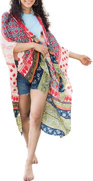 SAACHI Mixed Print Ruana