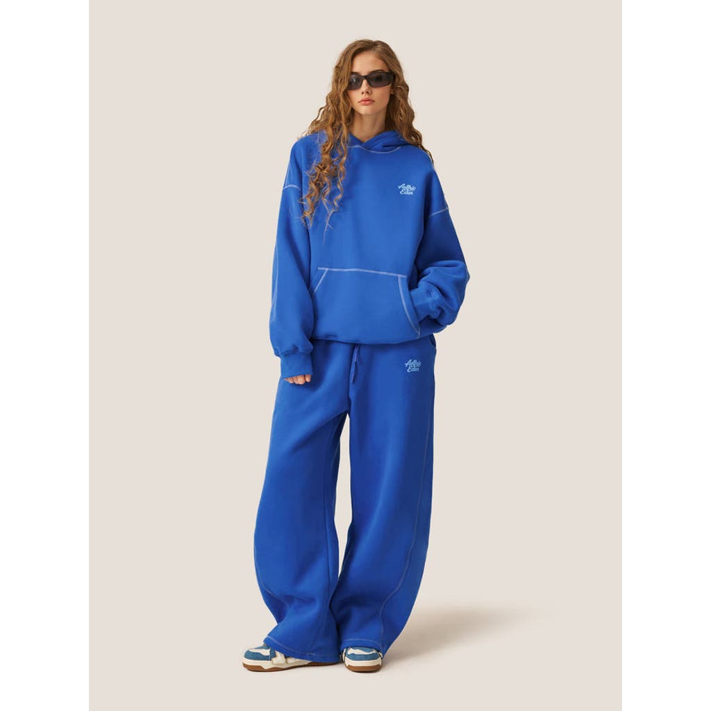 AELFRIC EDEN Cloud Essential Fleece Pullover Hoodie Super Baggy Set in Blue at Nordstrom, Size X-Large