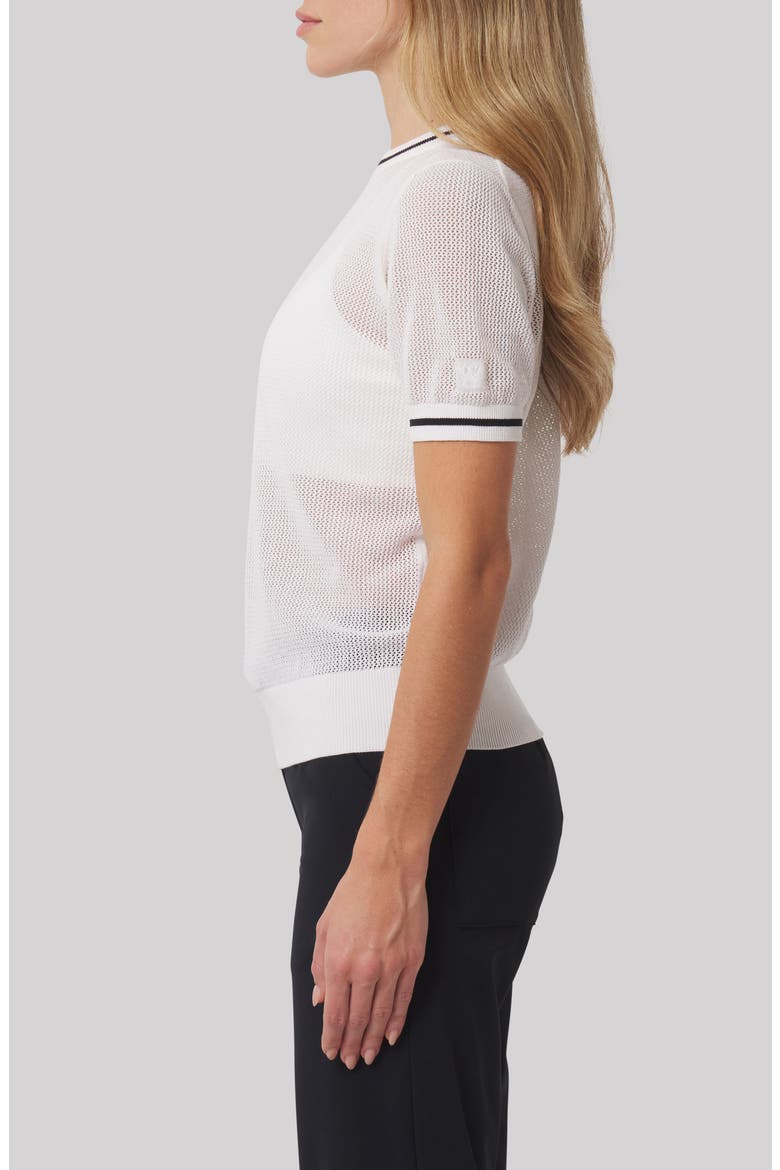 Sydney Cotton Mesh Golf T-Shirt, Alternate, color, WHITE/ BLACK