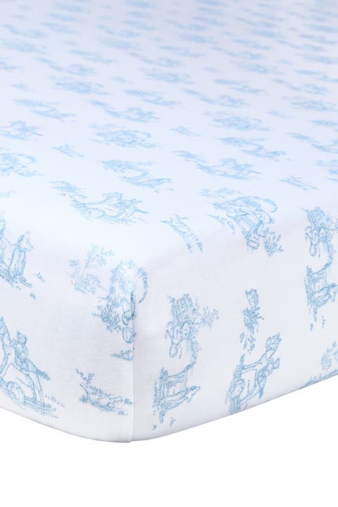 Blue Toile Baby Crib Sheets - Baby