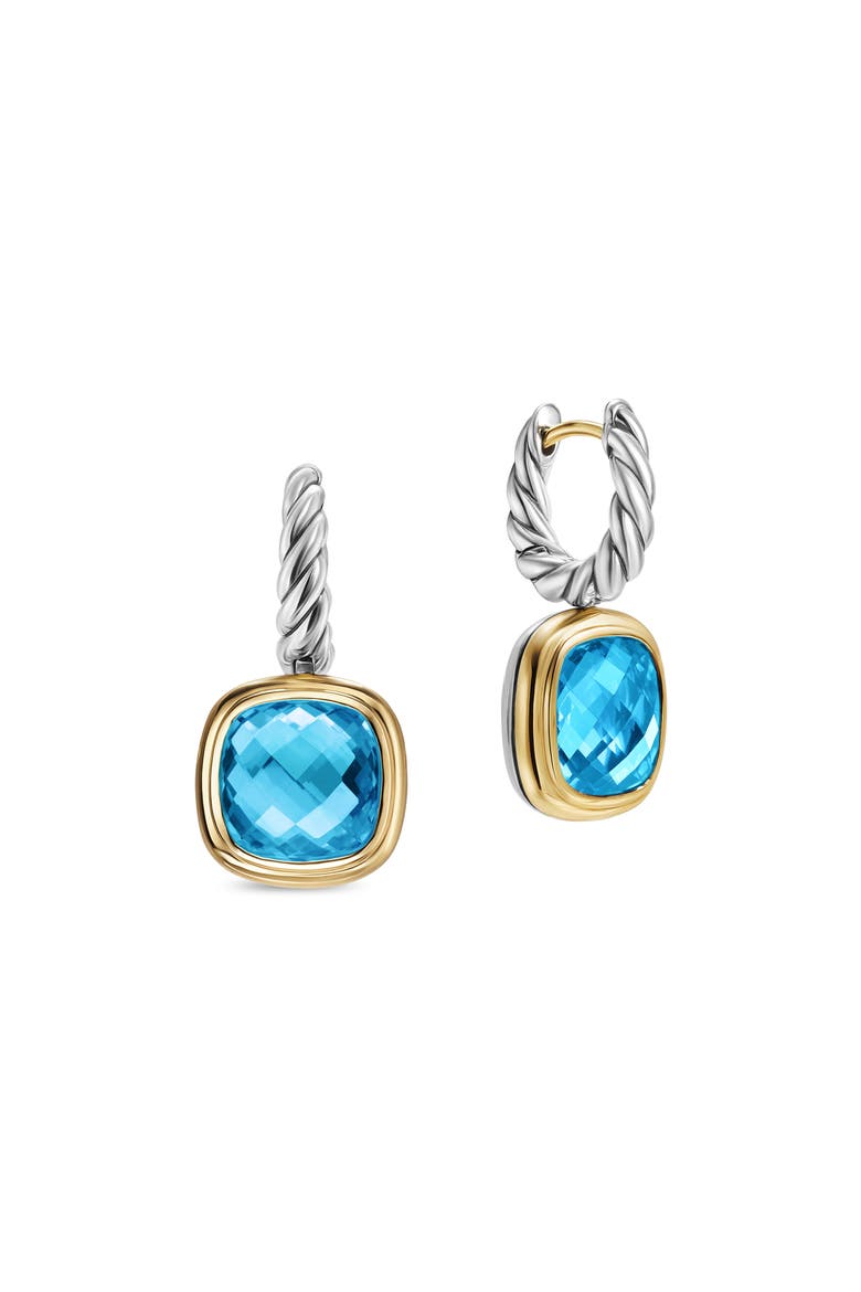 Albion® Drop Earrings in Sterling Silver with 18K Yellow Gold & Blue Topaz, 10mm, Alternate, color, BLUE TOPAZ