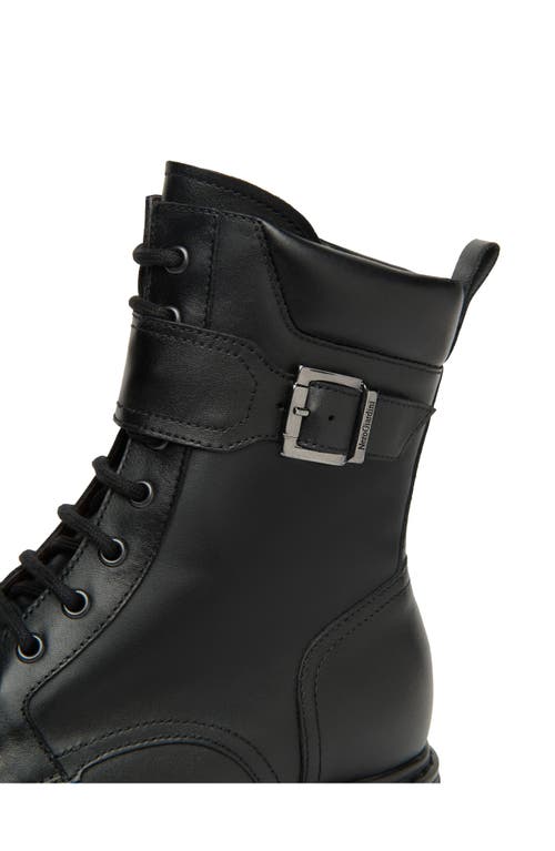 Nerogiardini Buckle Combat Boot In Animal Print