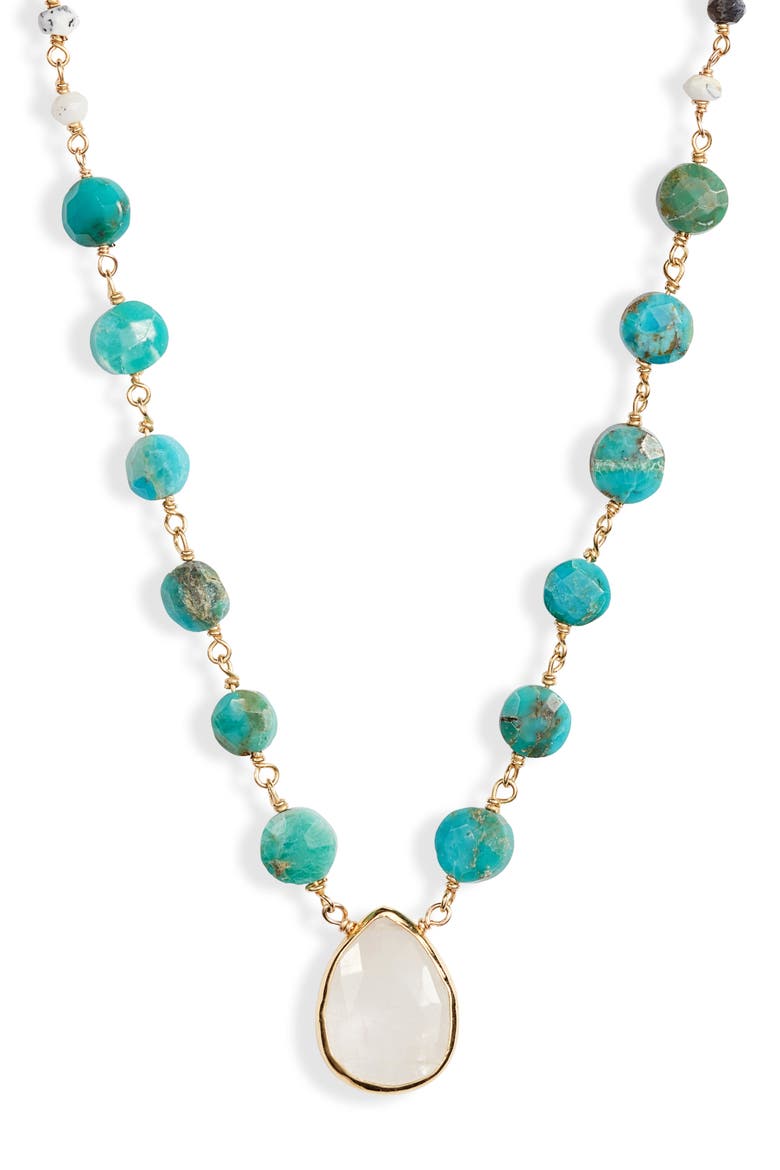 Semiprecious Stone Pendant Necklace, Main, color, TURQUOISE
