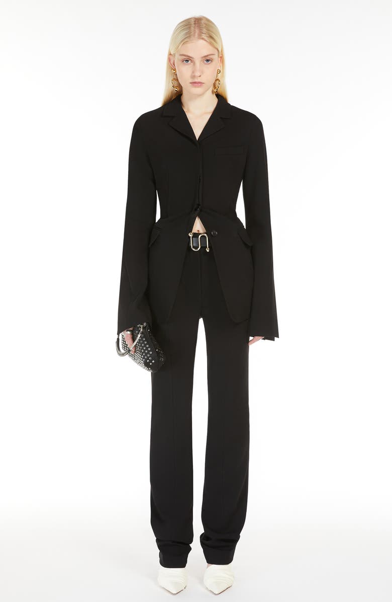 SPORTMAX Cabreo Crepe Jersey Blazer, Alternate, color, Black