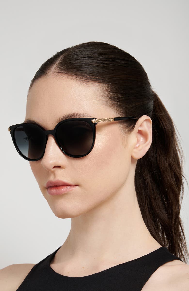 Stuart Weitzman 55mm Gradient Square Sunglasses, Alternate, color, Black/ Dark Grey Sf