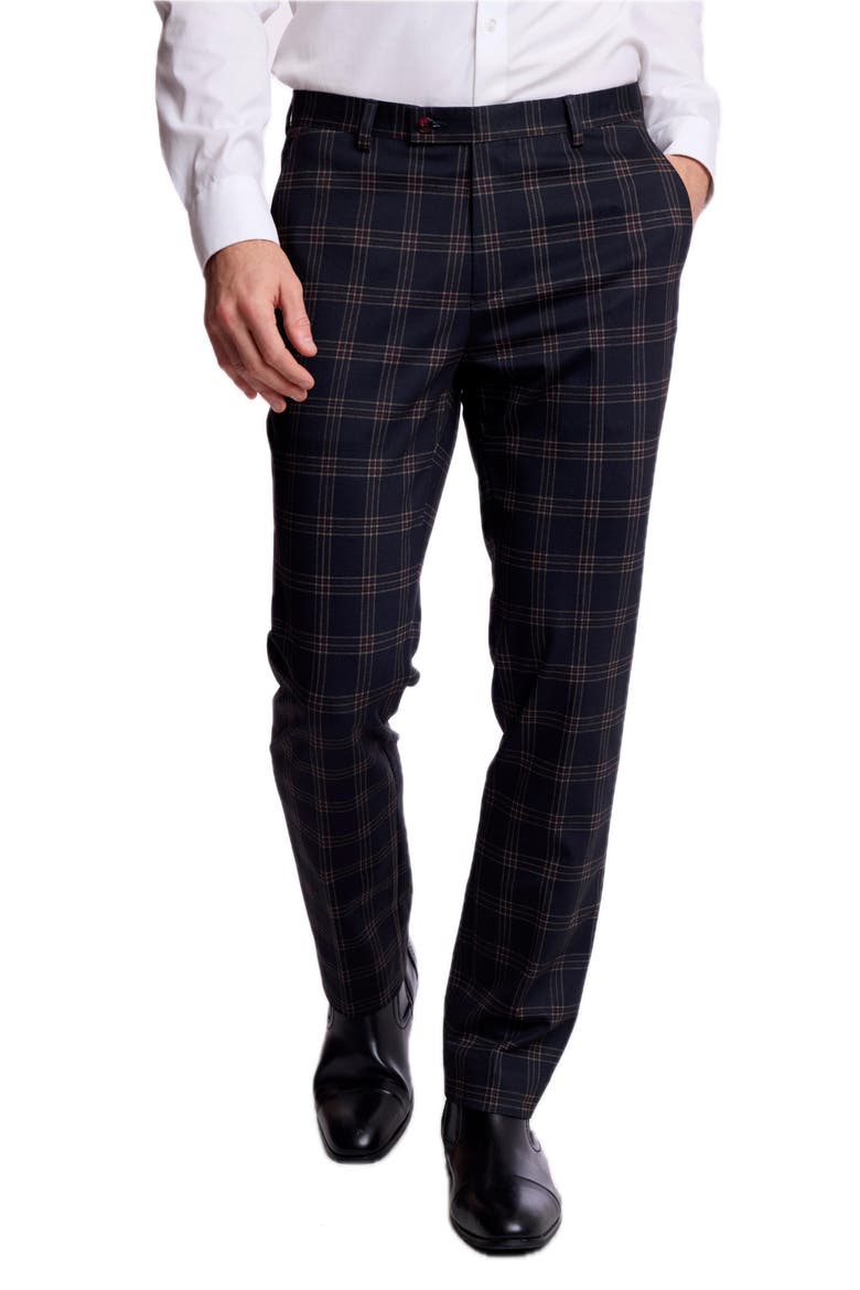 Downing Slim Fit Plaid Pants, Alternate, color, BLACK RED KNIT PLAID
