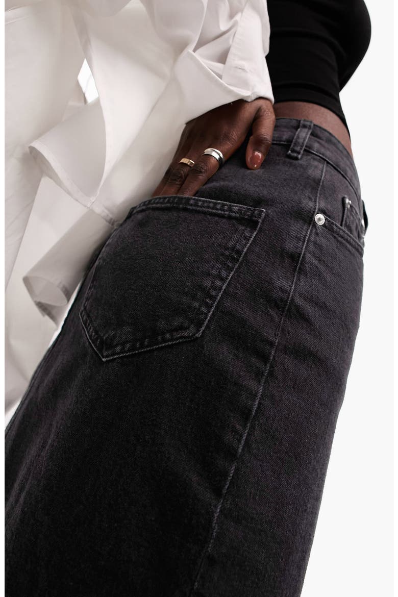Denim Midi Skirt, Alternate, color, BLACK