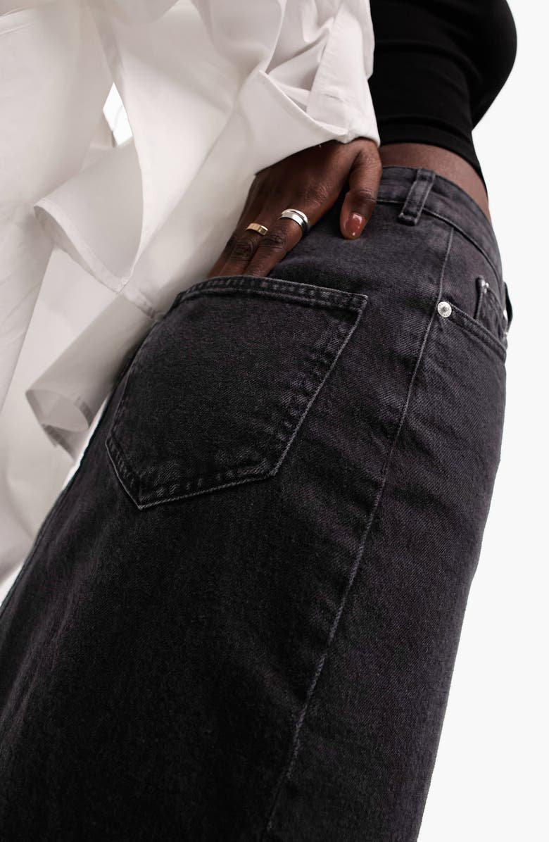 ASOS DESIGN Denim Midi Skirt, Alternate, color, Black