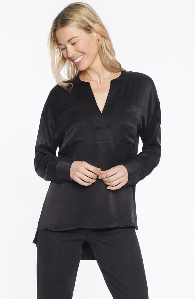 NYDJ Split Neck Satin Charmeuse Top, Alternate, color, 