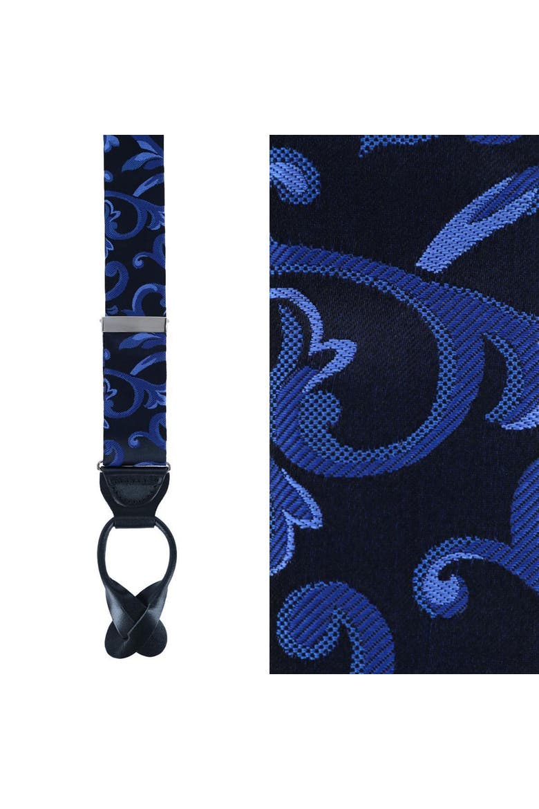 Christian the Romantic Brocade Silk Suspenders (Braces) and Bow Tie Set, Alternate, color, Royal Blue