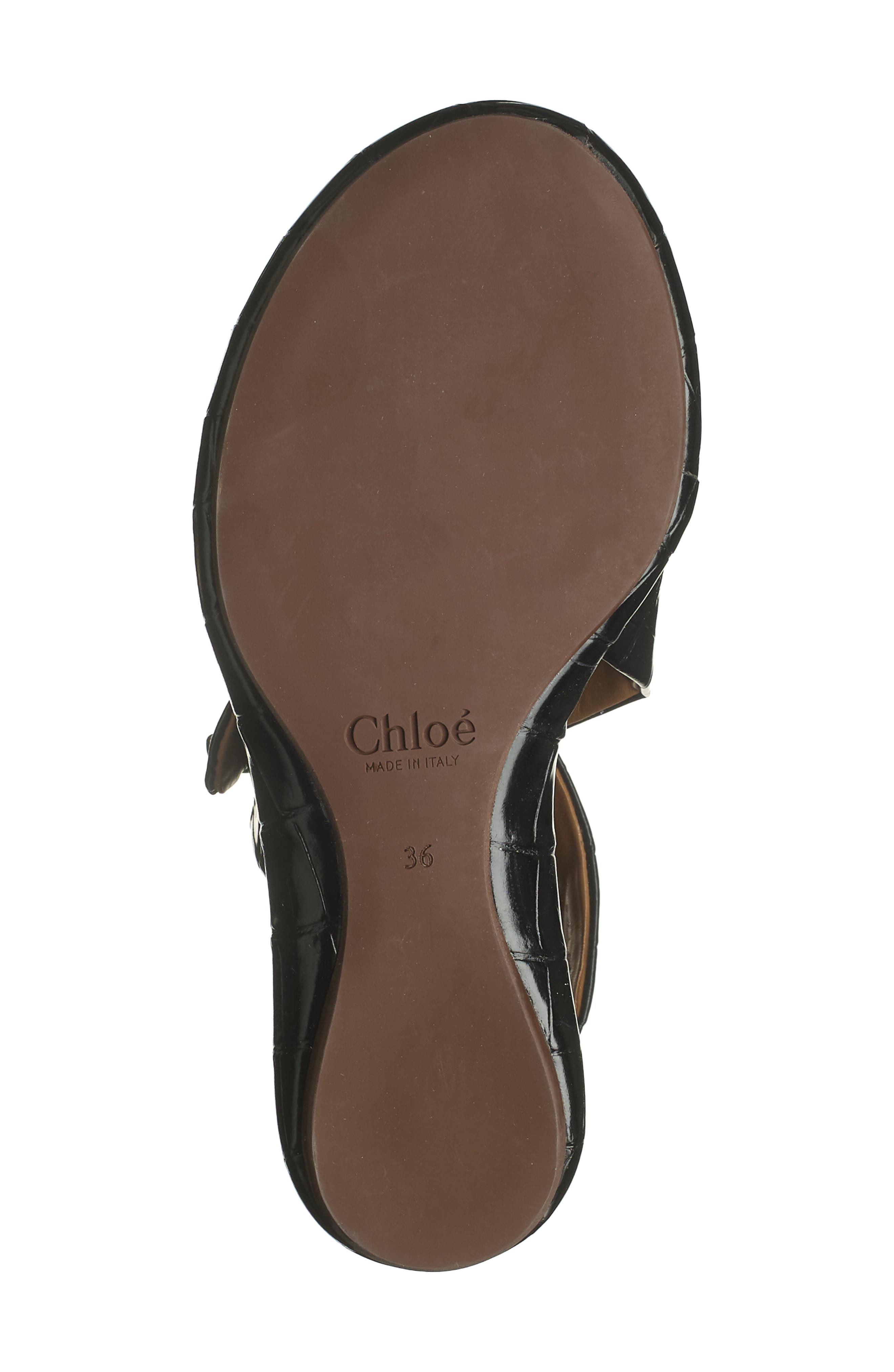 Chloé Wave Croc Embossed Leather Flat Sandal, Alternate, color, 