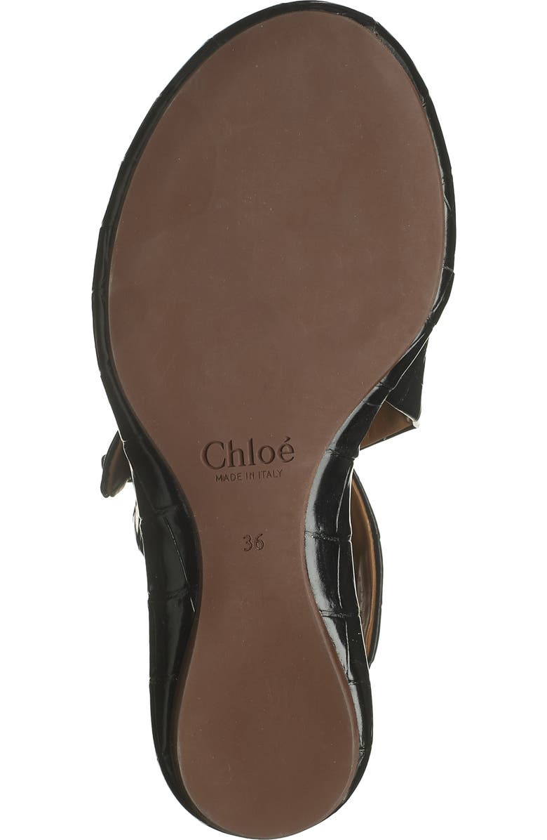 Chloé Wave Croc Embossed Leather Flat Sandal, Alternate, color,