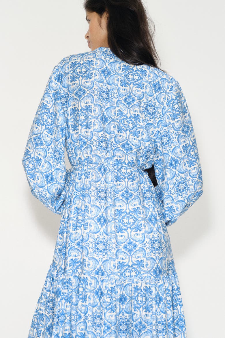 Printed Tiered Dress, Alternate, color, Cream/patterned