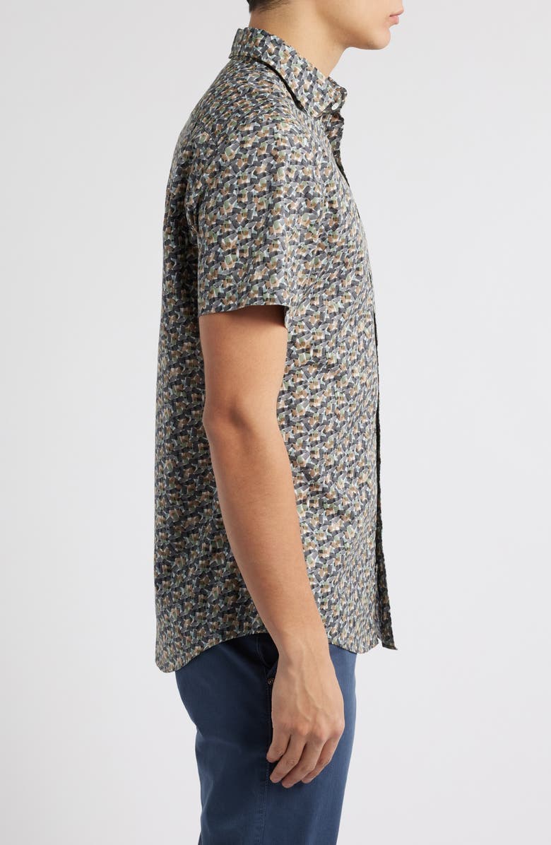 Rodd & Gunn Fox Glacier Sports Fit Short Sleeve Cotton Button-Up Shirt, Alternate, color, Olive