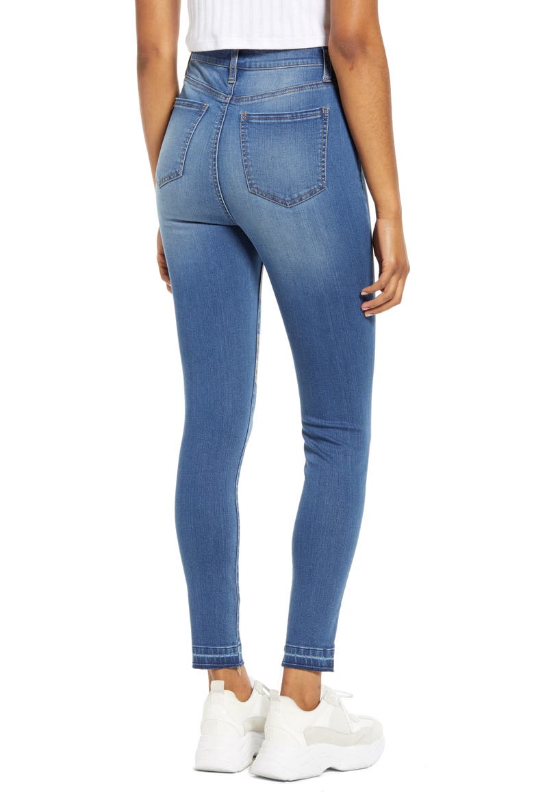 Ripped High Waist Skinny Jeans, Alternate, color, DARK WASH