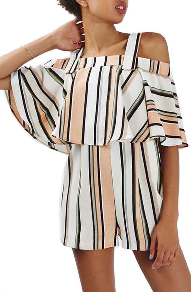 Topshop Stripe Popover Romper, Alternate, color,
