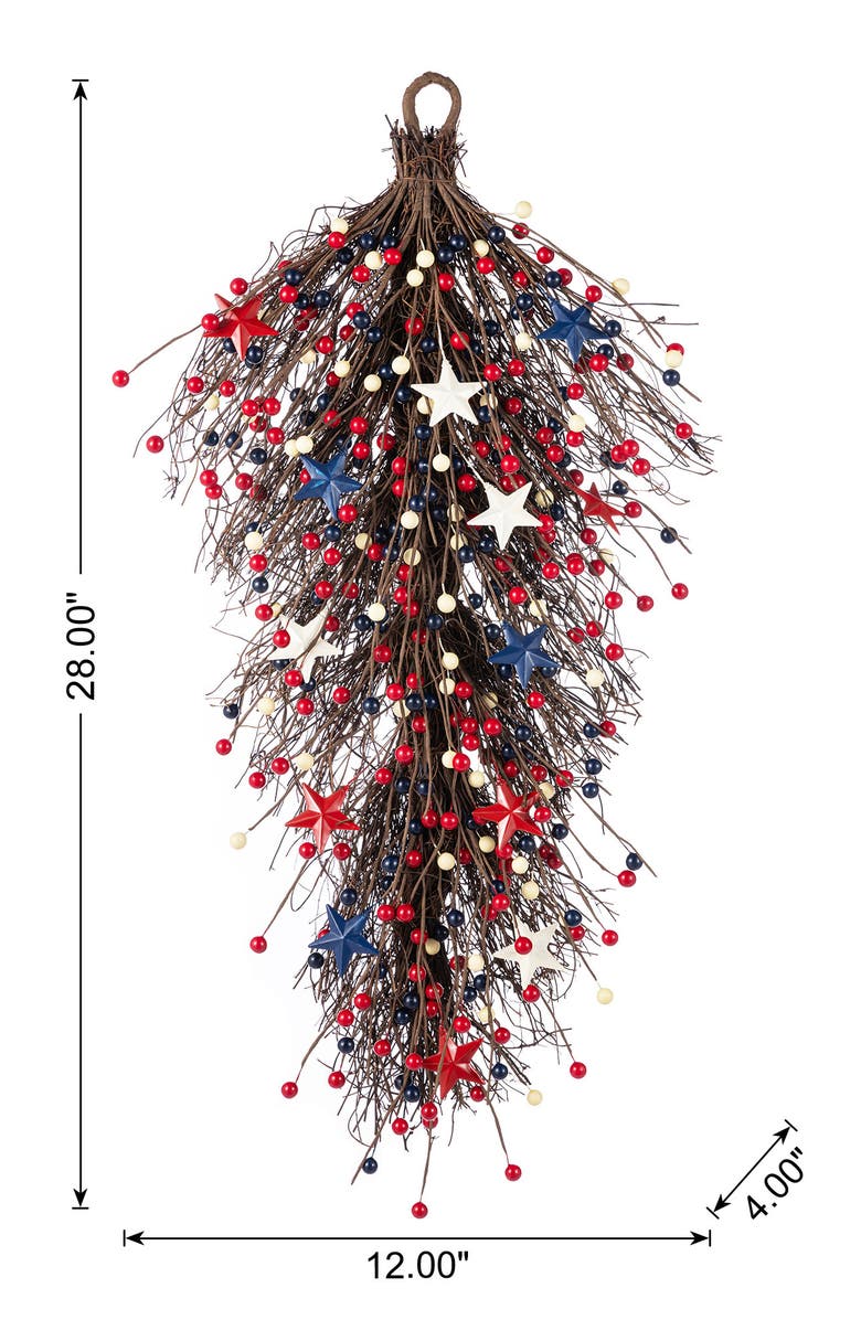 Glitzhome 28"H Patriotic Americana Stars 
Berry Swag, Alternate, color, Blue
