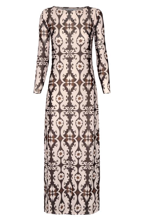 The Lulo Project Nellas Paisley Long Sleeve Mesh Maxi Dress