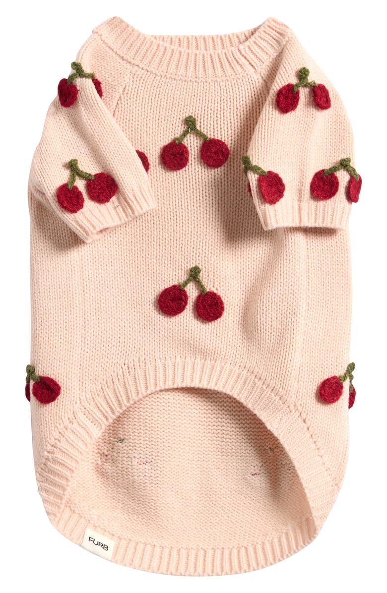 Furb Cherry Pet Sweater, Main, color, Blush