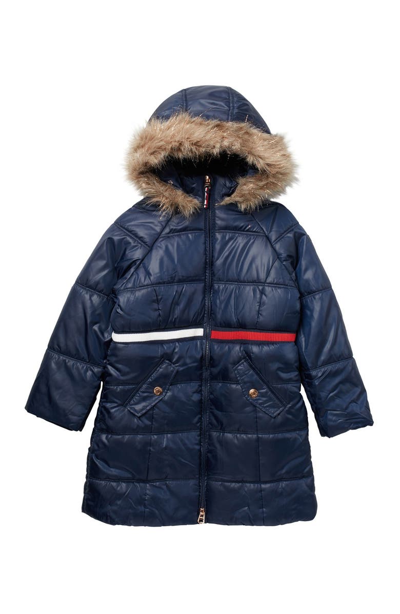 Tommy Hilfiger Longline Puffer With Sequin Patch, Main, color,